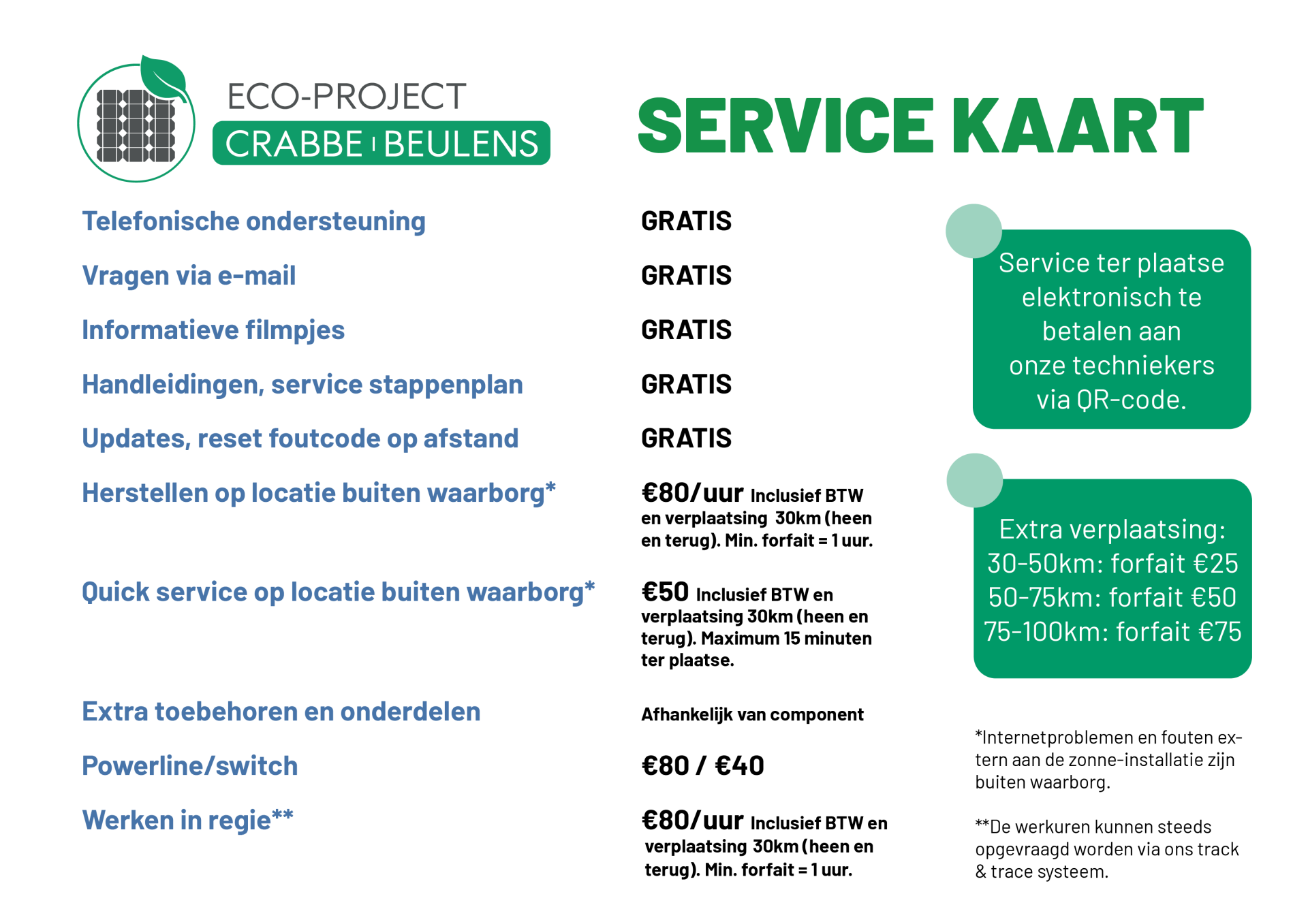 Service tarieven Eco-Project